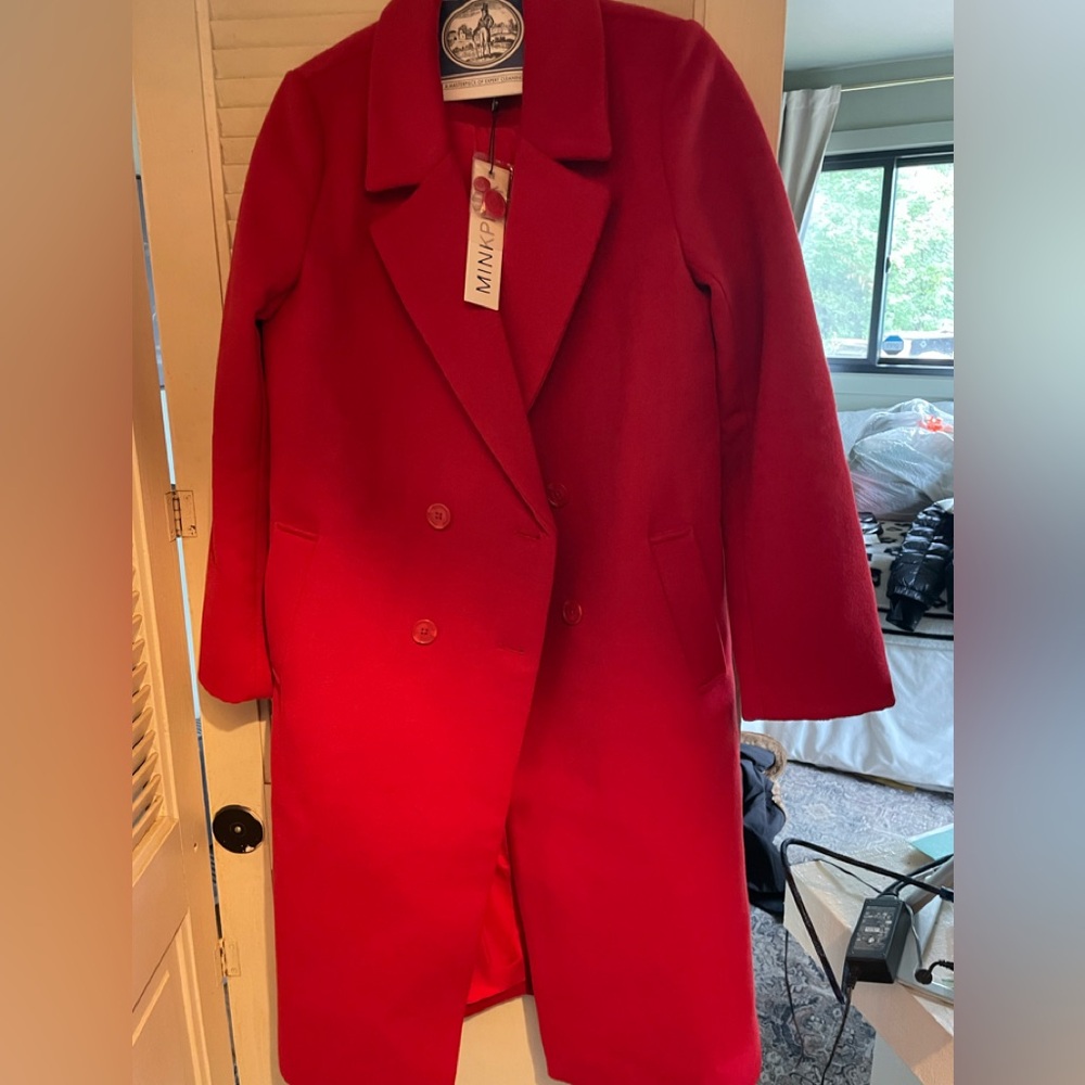 MINKPINK Women's Vibrant Red Long Coat